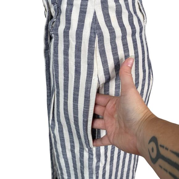 By Anthropologie White Navy Blue Striped Wrap Pencil Midi Skirt SZ 4 - Picture 6 of 10